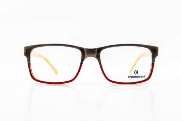 eyeglasses charmossas men women unisex square shape grey and burgundy bicolor acetate beige temples