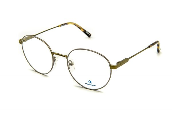 eyeglasses charmossas men women unisex round shape gun metal metallic frame gold temples and bridge