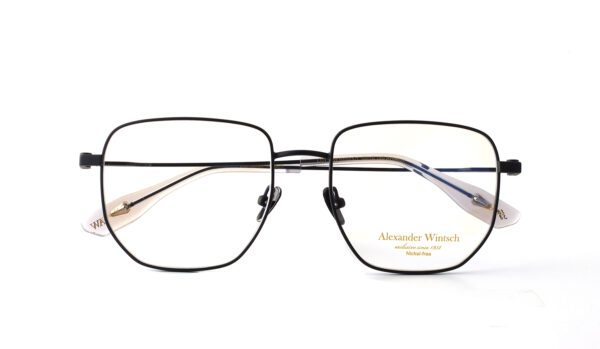 eyeglasses alexander wintsch men women unisex polygonal shape matte black metallic frame