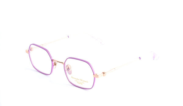 eyeglasses alexander wintsch women polygonal shape purple and gold metallic frame