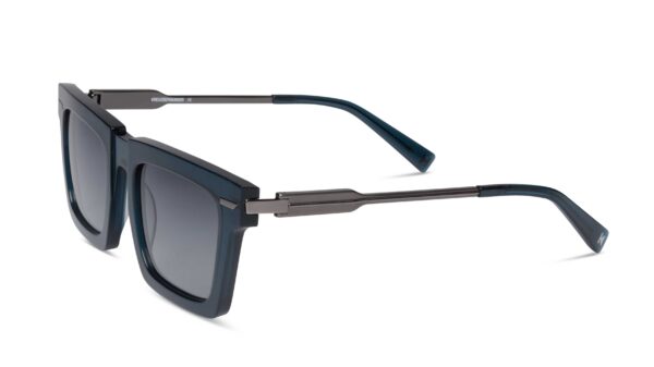 sunglasses kreuzbergkinder men square shape crystal blue/grey acetate gun metal metallic temples gradient grey lenses antireflective coat uv protection