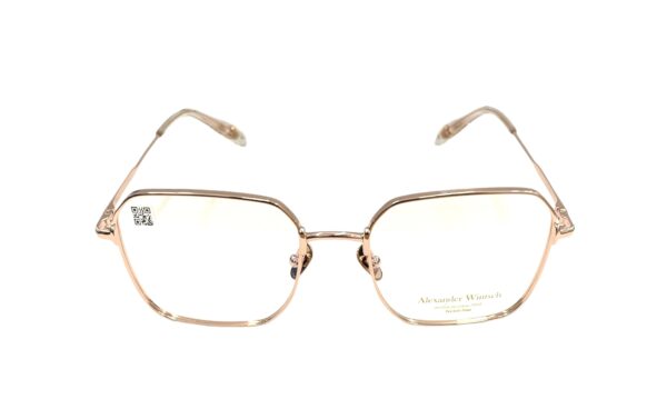 eyeglasses alexander wintsch women square shape rose gold metallic frame