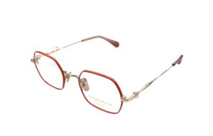 eyeglasses alexander wintsch women polygonal shape red and gold metallic frame