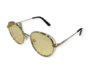 sunglasses cavallieri women round shape gold metallic frame yellow lenses uv protection