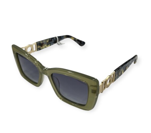 sunglasses cavallieri women square shape green acetate gold metallic details on temples gradient grey lenses uv protection