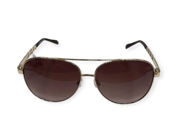 sunglasses karen millen women aviator shape gold metallic frame brown lenses uv protection