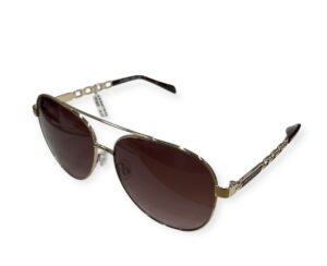 sunglasses karen millen women aviator shape gold metallic frame brown lenses uv protection