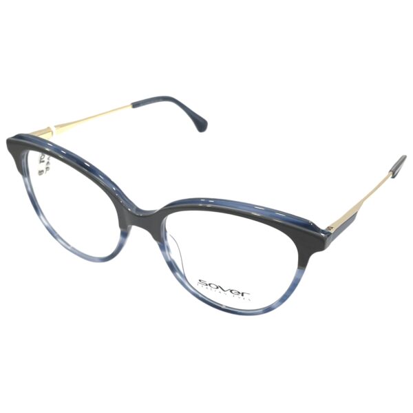 eyeglasses sover women butterfly shape grey and blue bicolor with gold metallic temples