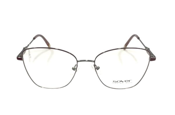 eyeglasses women sover butterfly shape burgundy and silver metallic frame