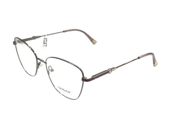 eyeglasses women sover butterfly shape burgundy and silver metallic frame