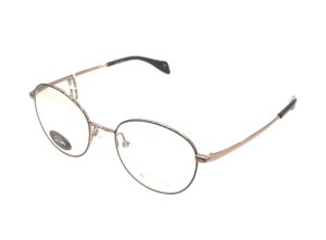 eyeglasses 27 degrees women round shape black and rose gold metallic frame