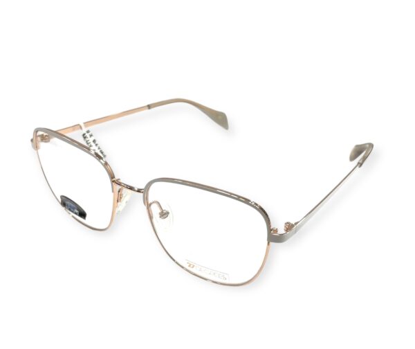 eyeglasses 27 degrees women square shape white and rose gold metallic frame