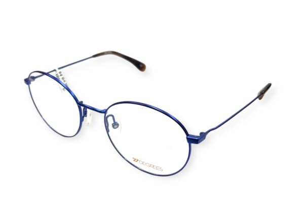 eyeglasses 27 degrees men women unisex round shape electric blue metallic frame