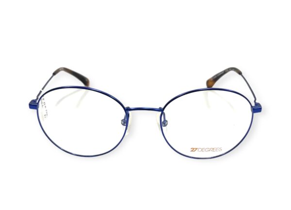 eyeglasses 27 degrees men women unisex round shape electric blue metallic frame