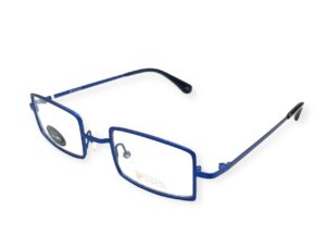 eyeglasses 27 degrees men women unisex rectangular shape electric blue metallic frame