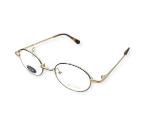 eyeglasses 27 degrees oval shape men women unisex black metallic frame gold temples