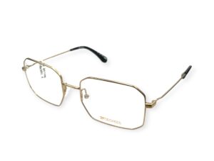 eyeglasses 27 degrees men women unisex square shape gold metallic frame