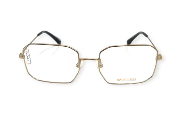 eyeglasses 27 degrees men women unisex square shape gold metallic frame