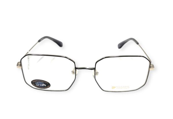 eyeglasses 27 degrees men women unisex square shape black metallic frame silver temples