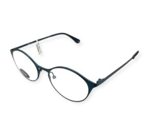 eyeglasses 27 degrees women round shape blue petrol metallic frame