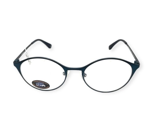 eyeglasses 27 degrees women round shape blue petrol metallic frame