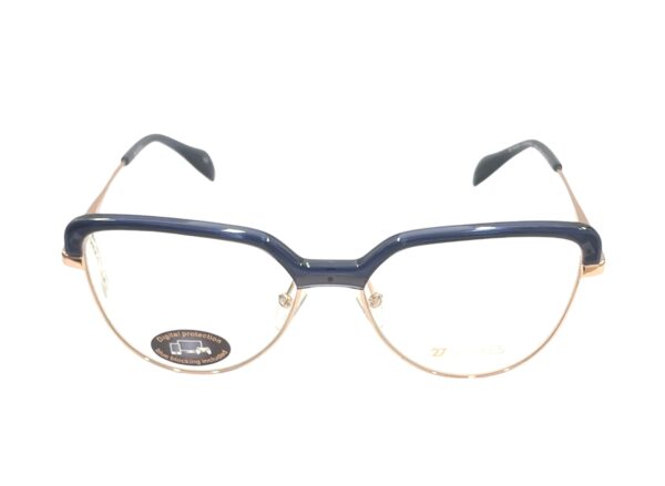 eyeglasses 27 degrees women butterfly shape navy blue acetate and rose gold metallic frame