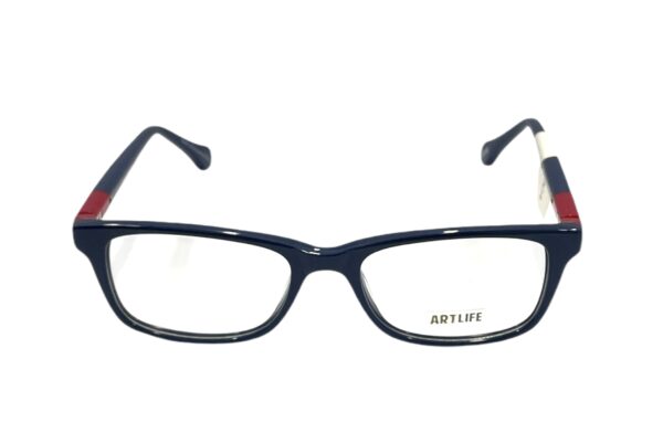 eyeglasses artlife kids rectangular shape blue acetate red details on temples