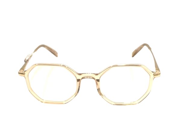 eyeglasses bluesky women polygonal shape transparent beige acetate gold metallic temples