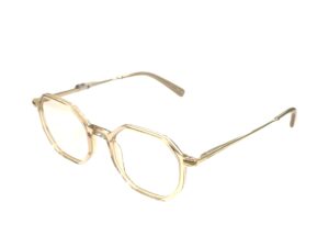 eyeglasses bluesky women polygonal shape transparent beige acetate gold metallic temples