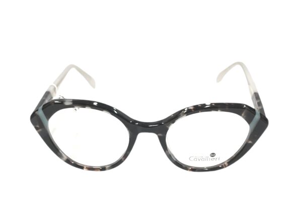 eyeglasses cavallieri women round shape dark tortoise shell acetate blue details ice white temples