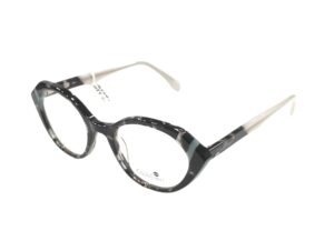 eyeglasses cavallieri women round shape dark tortoise shell acetate blue details ice white temples