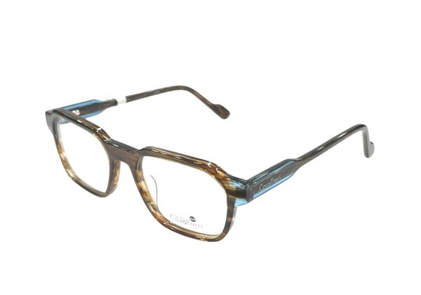 eyeglasses cavallieri women square shape brown acetate petrol blue details on temples