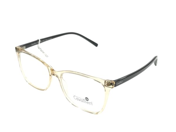 eyeglasses cavallieri women square shape transparent beige acetate black temples