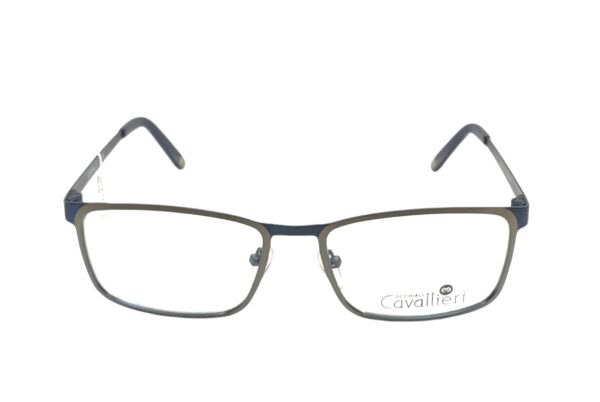 eyeglasses cavallieri men square shape carbon grey and blue metallic frame