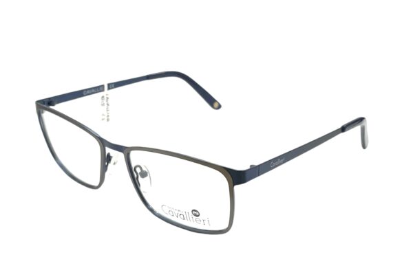 eyeglasses cavallieri men square shape carbon grey and blue metallic frame