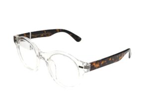 eyeglasses jean cleef women round shape transparent acetate brown havana temples