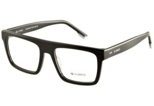 eyeglasses el greco men square shape black acetate