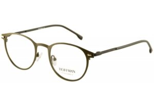 eyeglasses hoffman men round shape olive green metallic frame black temples