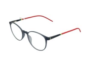 eyeglasses monte napoleone kids round shape grey/blue plastic frame red temples