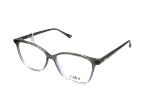 eyeglasses riska women butterfly shape olive green, blue acetate transparent details