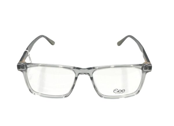 eyeglasses isee men square shape transparent grey acetate black temples