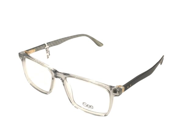 eyeglasses isee men square shape transparent grey acetate black temples