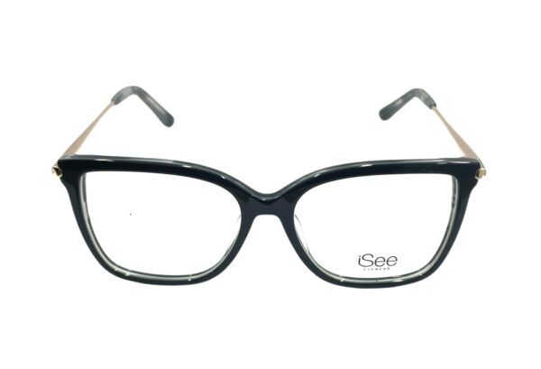 eyeglasses isee women square shape black acetate gold metallic frame