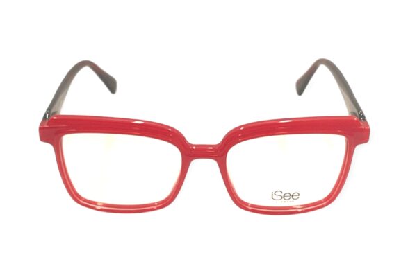 eyeglasses isee women square shape red acetate burgundy temples