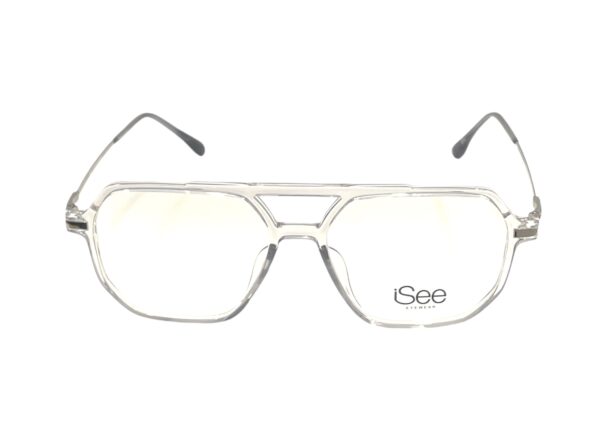 eyeglasses isee men aviator shape transparent acetate silver metallic temples