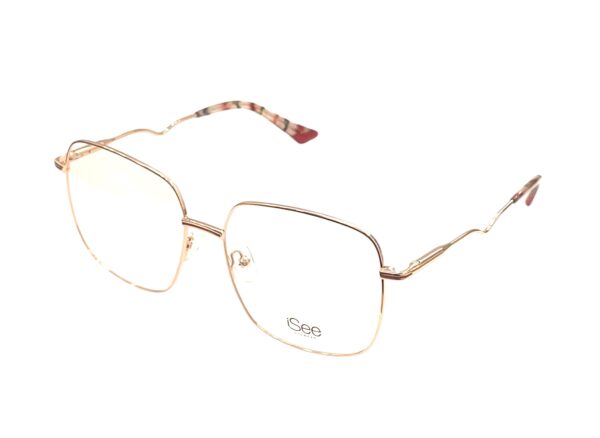 eyeglasses isee women square shape gold metallic frame