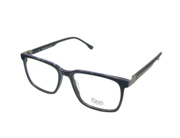 eyeglasses isee men square shape black acetate