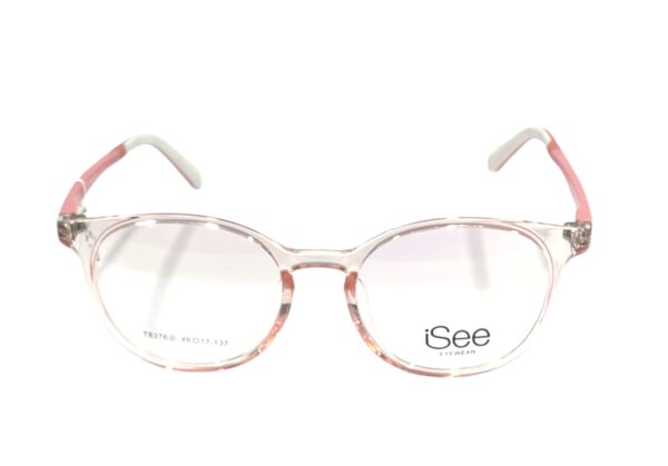 eyeglasses isee kids girls round shape transparent pink acetate pink temples