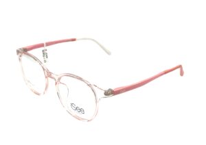 eyeglasses isee kids girls round shape transparent pink acetate pink temples