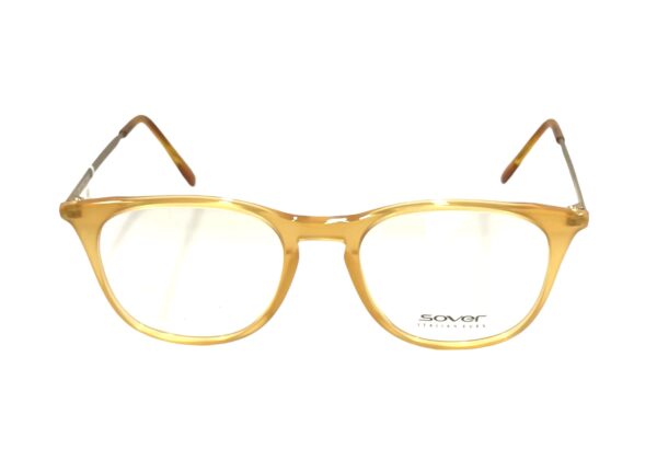 eyeglasses sover men women unisex round shape beige acetate gold metallic frame